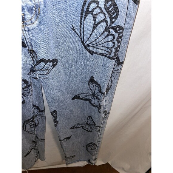Pacsun Women’s Distressed Hem Jeans Size 28x27 Blue Butterfly Motif Party School - Picture 7 of 12